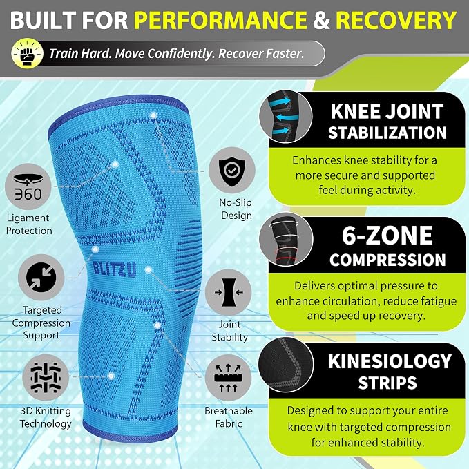 Knee Brace Men & Women, Knee Compression Sleeve Support Wrap Tendonitis M | 2 Pack, Joint & Patella Stabilization, Arthritis Pain Relief, Meniscus Tear, ACL Injury Recovery, Running, Sports, Workout