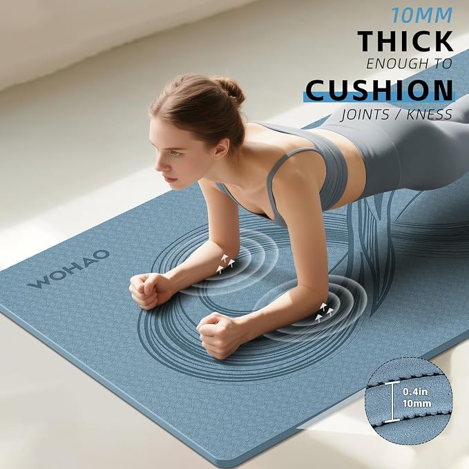 Large 76"x40"x0.4" Yoga Mat | Extra Width & Thick, Non-Slip Exercise Mat, Versatile for Stretching, Yoga Studio, Gym, Home & Indoor/Outdoor Workouts