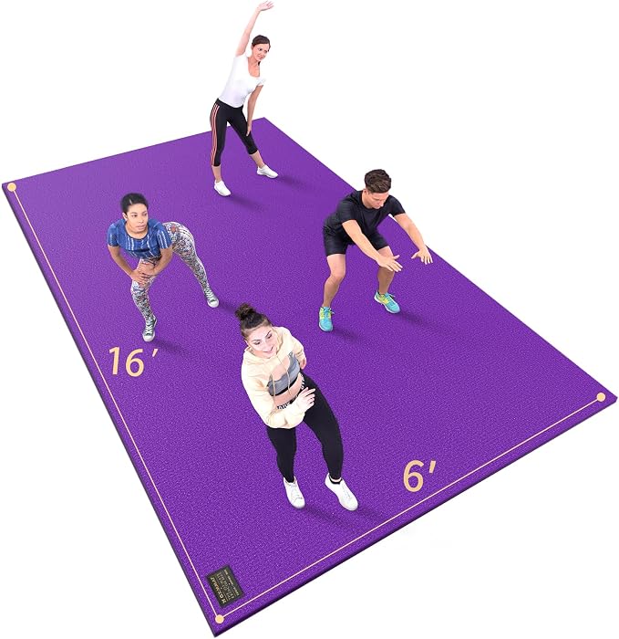 GXMMAT Extra Large Exercise Mat 16'x6'/12'x6'/10'x6'/8'x6'(7mm), Extra Wide Workout Mats for Home Gym Flooring, Non-Slip Thick Durable Cardio Mat for MMA,Plyo,Jump Rope,Weights,Fitness,Shoe-Friendly