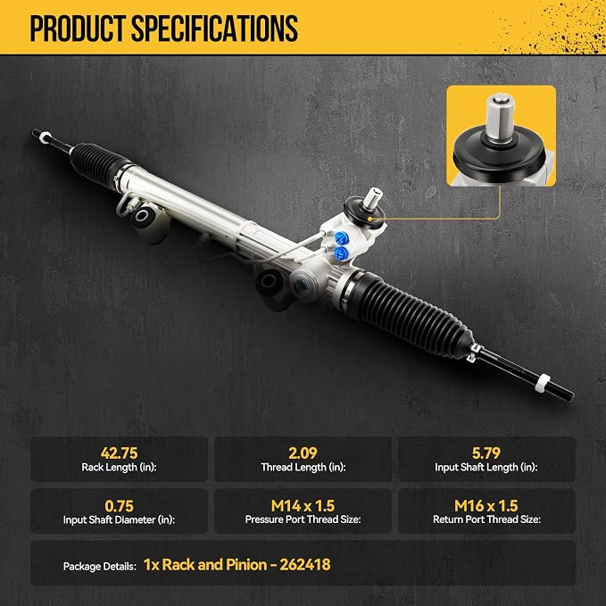 KAC Hydraulic power Steering Rack and Pinion for Ranger 1998-2000 2.5L 3.0L 4.0L, Explorer 1998-2000 4.0L, Explorer Sport 2001, B2500 B3000 1998-2001, B2300 2001-2003, B4000 1999 Replace# 22237