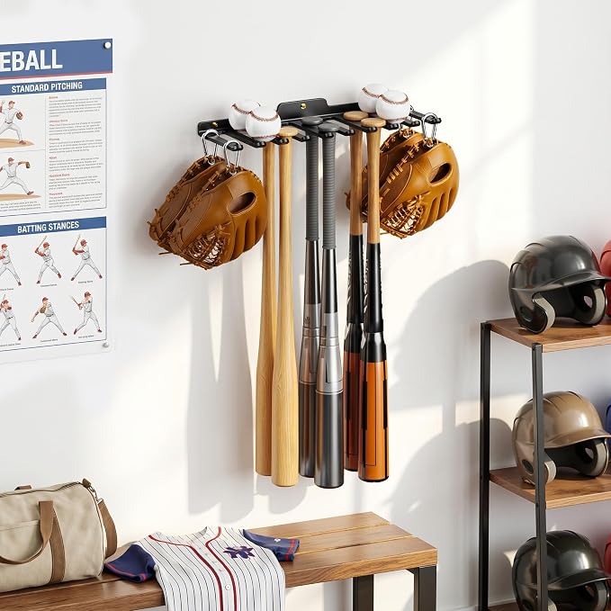 Wall-Mounted Home Gym Equipment Storage Rack for Resistance Bands, Barbell Bars, Cable Attachments, Lifting Belts, Jump Ropes, and Chains