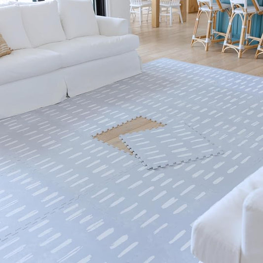 Little Landings Baby Play Mat for Floor - Shoreline (6x8ft) - Premium EVA Foam Play Mat for Babies & Toddlers (Ages 0-5+) Non-Toxic Playmat for Tummy Time, Crawling & Playroom - Stylish & Comfortable
