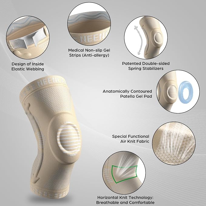 NEENCA Professional Knee Brace, Medical Knee Support for Women & Men Relief | Patented Patella Gel Pad & Side Stabilizers, Compression Sleeve for Knee Pain, Swelling, ACL, PCL, Arthritis, Sports, Workout