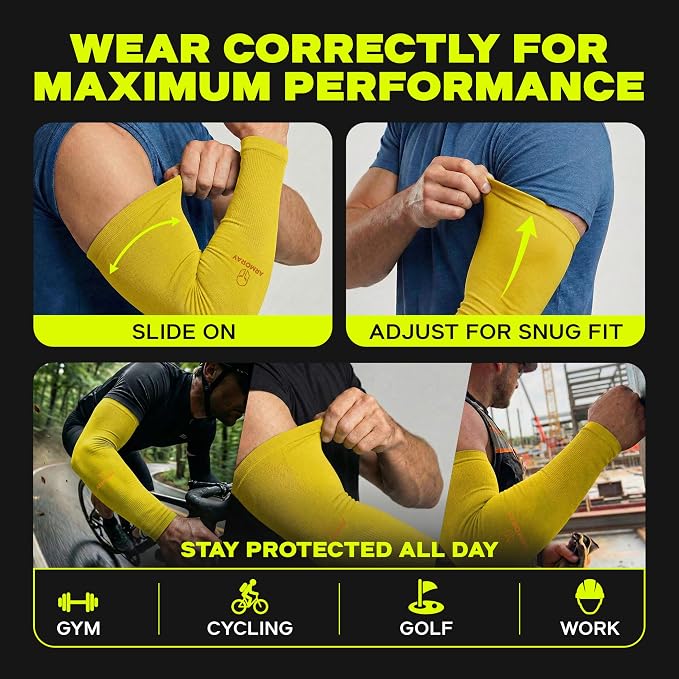 ARMORAY Arm Sleeves for Men and Women - UV Sun Protection Cooling Compression - Tattoo Cover Up Sleeve for Daily Wear & Work