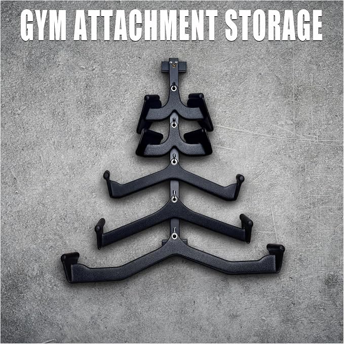 BLUSLM Wall Mounted Lat Pull Down Bar Organizer with Hooks, Home Gym Storage Rack for Lat Pulldown Attachments, Cable Attachments Rack for Gym Accessories