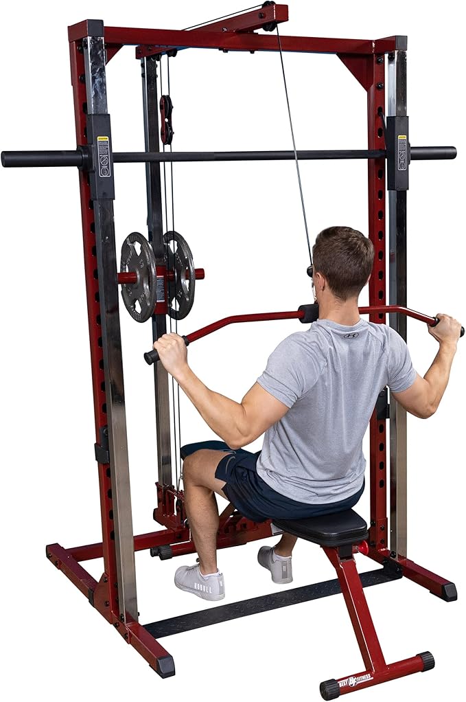 Body-Solid (BFLA250) Power Rack LAT Attachment - Transform Your Power Cage (BFSM250) into a Home Gym with High and Low Pulley System for LAT Pulldowns, Rows, Biceps Curls, Shrugs