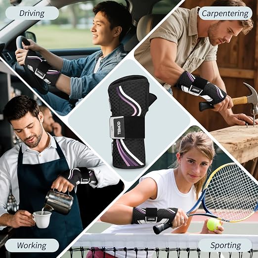 Wrist Brace for Carpal Tunnel,Night Wrist Support Pain Relief Wrist Splint for Arthritis Tendonitis Sprains Hand Brace for Work Fit for Women and Men(Right,L-XL)