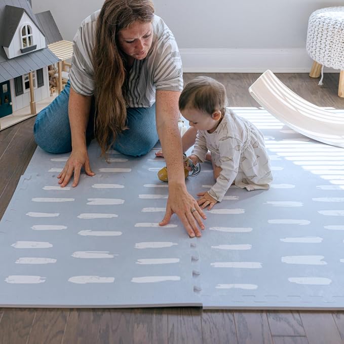 Little Landings Baby Play Mat for Floor - Shoreline (6x6ft) - Premium EVA Foam Play Mat for Babies & Toddlers (Ages 0-5+) Non-Toxic Playmat for Tummy Time, Crawling & Playroom - Stylish & Comfortable