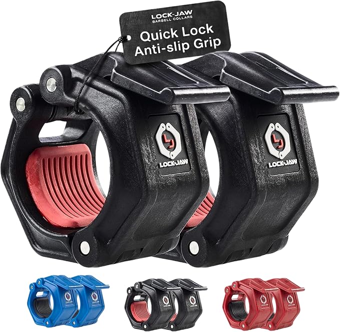 Lock-Jaw OLY 2 Barbell Collars Olympic Barbell Clamps 2 Pcs – Heavy Duty Bar Clamps for 2” & 50mm Olympic Bars – Secure Weight Bar Clamps for Strength Training & Home Gym Accessories – Quick Release