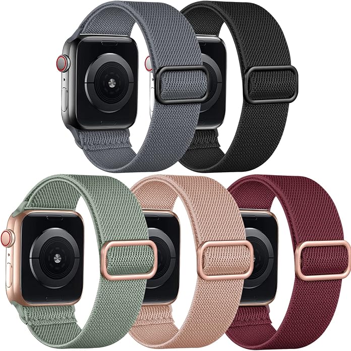 Adorve Stretchy Band Compatible with Apple Watch Bands Ultra 3/2/1 49mm 46mm 45mm 44mm 42mm 41mm 40mm 38mm Men Women, Soft Nylon Elastic Braided Strap Fits for iWatch Series 11/10/9/8/7/6/5/4/3/SE3-1
