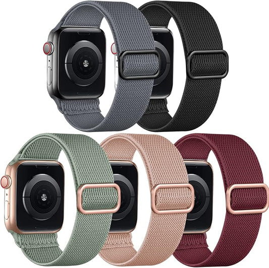 Adorve Stretchy Band Compatible with Apple Watch Bands Ultra 3/2/1 49mm 46mm 45mm 44mm 42mm 41mm 40mm 38mm Men Women, Soft Nylon Elastic Braided Strap Fits for iWatch Series 11/10/9/8/7/6/5/4/3/SE3-1