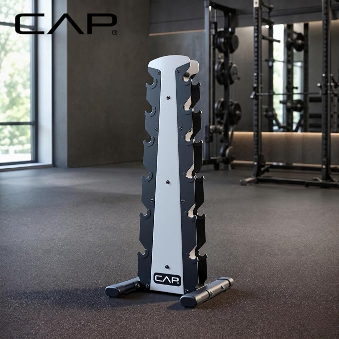 CAP 6-Tier Dumbbell Rack for Home Gym, 210lb Capacity, Heavy-Duty Weight Storage Rack for Hex Dumbbells, Space-Saving Steel Free Weight Stand, Multi-Level Dumbbell Storage Rack