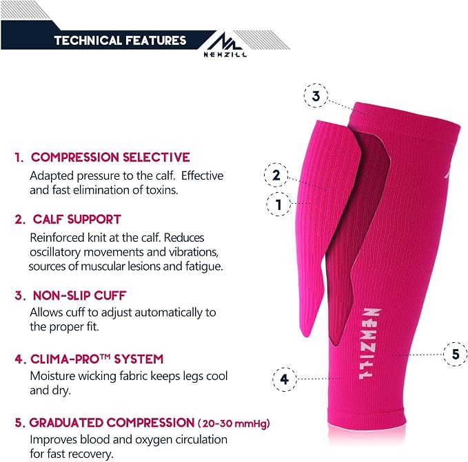NEWZILL Compression Calf Sleeves (20-30mmHg) for Men & Women Perfect Option to Compression Socks for Running Travel Nursing
