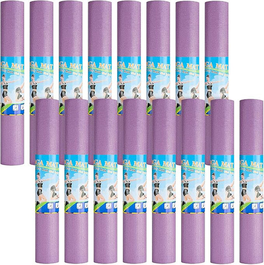 Funtery 3 mm Thin Yoga Mats Bulk, 68 x 24 Inches Lightweight PVC Exercise Mats Non Slip Workout Fitness Pads for Yoga Pilates Stretching Classes Gym Home Studio