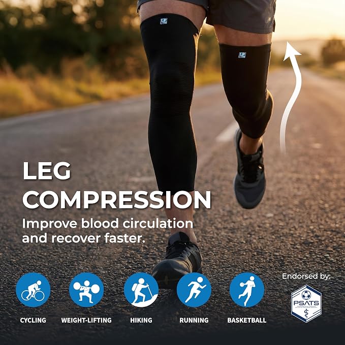 LP SUPPORT 667 Compression Sleeve Leg Full Length for Sports, Cycling, Running, Basketball, for Men Women (S - XL)