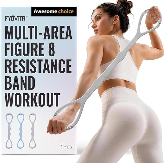 Upgraded Figure 8 Resistance Bands, Resistance Bands for Arms & Full Body Workout, Stretch Resistance Band with Handles for Yoga, Pilates, Toning, Home Fitness & Physical Therapy