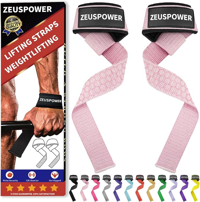 Lifting Straps Wrist Straps for Weightlifting Gym Straps Weight Lifting Deadlift Workout Women Men Dumbbell Straps for Hand RDL Strap Exercise Straps Dead Lift Cotton Neoprene Padded Zeus Power