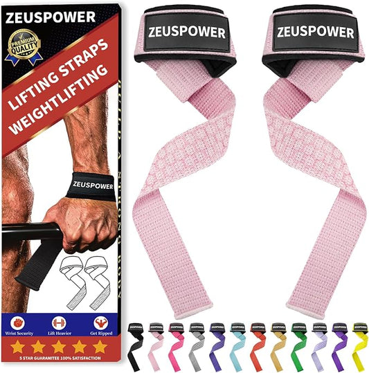 Lifting Straps Wrist Straps for Weightlifting Gym Straps Weight Lifting Deadlift Workout Women Men Dumbbell Straps for Hand RDL Strap Exercise Straps Dead Lift Cotton Neoprene Padded Zeus Power
