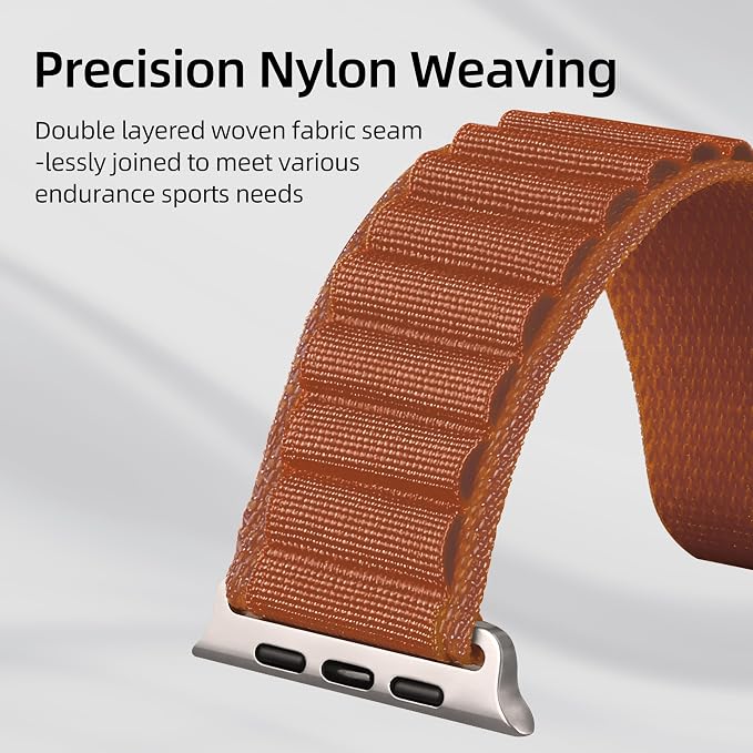 Alpine Nylon Sport Bands Compatible with Apple Watch Ultra Band 49mm 46mm 45mm 44mm 42mm Men Women, Stretch Loop Strap with D-Hook for iWatch Series 10 Ultra SE 9 8 7 6 5 4 3 2 1 (Terracotta, 49mm/46mm/45mm/44mm/42mm(Series 3))