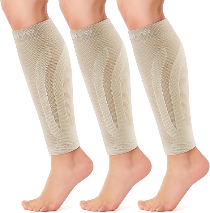 CAMBIVO Calf Compression Sleeve for Shin Splints & Running Support-3 Pairs | Leg sleeves for men & women, 15-20mmHg footless compression socks for gym & recovery, varicose veins