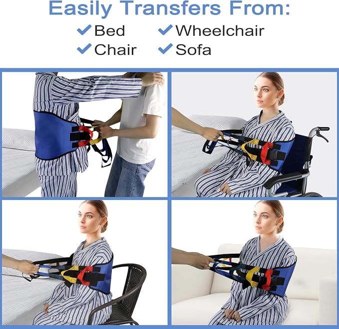 Transfer Sling, Transfer Belt for Elderly, Gait Belts for Seniors | Heavy Duty Patient Lift Belt,Mobility Standing&Lifting Aid for Disabled,Elderly,Injured-Safely Move from Bed and Wheelchair