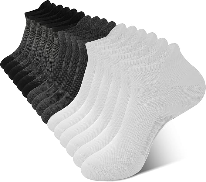 BAMBOO COOL Men's Ankle Socks Moisture Wicking Breathable Odor Control Athletic Cushioned Running Socks Arch Support 8 Pack