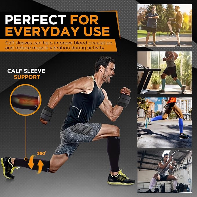 Doc Miller Compression Calf Sleeve for Men & Women, 20-30mmHg | Graduated Support for Running, Shin Splints, Calf Strain, Knee High, Small to 6XL Plus Size