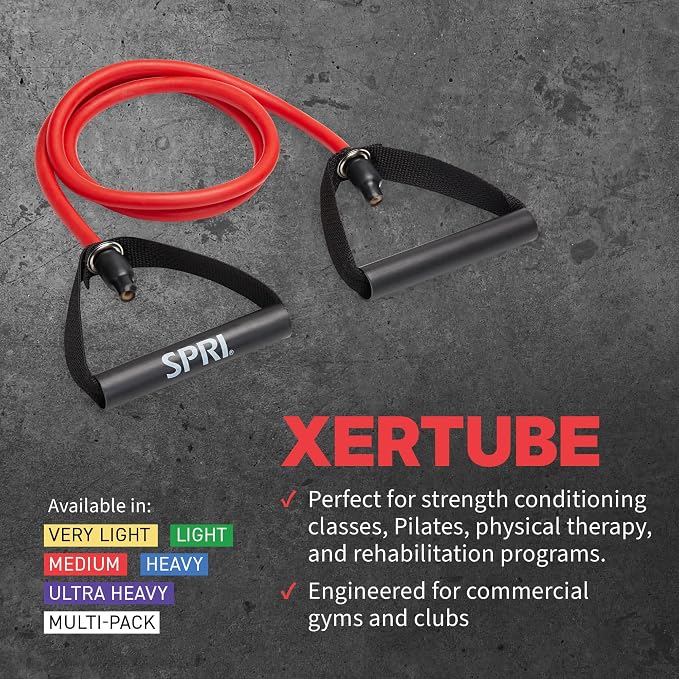 SPRI Xertube Resistance Bands with Handles – All Exercise Cords Sold Separately with Home Gym Workout Fitness Door Anchor Attachment Option