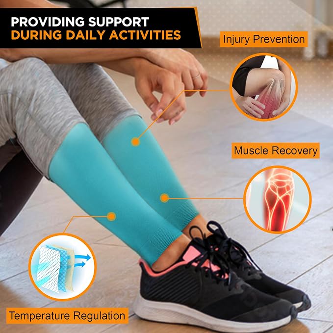 Doc Miller Compression Calf Sleeve for Men & Women, 20-30mmHg | Graduated Support for Running, Shin Splints, Calf Strain, Knee High, Small to 6XL Plus Size