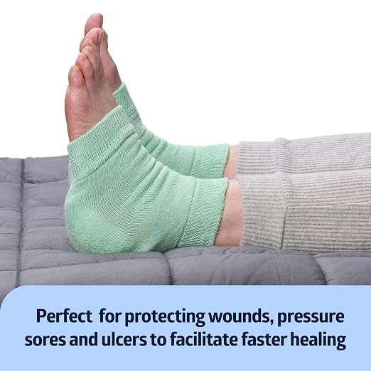 Medline Knit Heel and Elbow Protection, For Pressure and Friction Sores, Lightweight Knit Elastic, Medical Foot Care Heel Protector, Elbow Pad, Machine Washable, Green, One Pair, One Size Fits Most