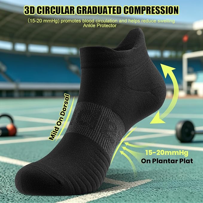 Lapulas Compression Socks for Men & Women, 6 Pair Ankle Running Support Socks for Sports, Casual, Plantar Fasciitis Relief