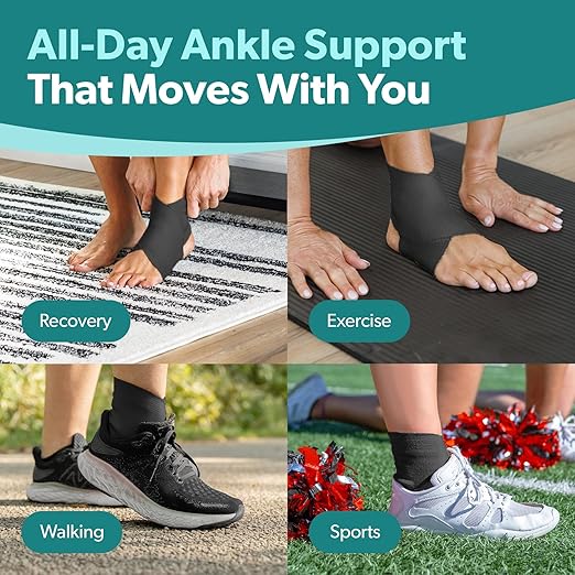 BraceAbility Ankle Compression Sleeve, Ankle Support Brace for Sprained Ankle, Swelling, Tendonitis, Foot Compression Wrap for Running, Ankle Support for Women and Men (XX-Large - Black)