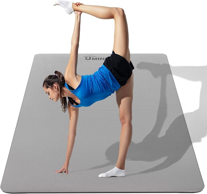 UMINEUX Large Yoga Mat for Men and Women 1/4 & 2/5 Inch Extra Thick TPE Fitness Mat for Home Gym Workout, Non-Slip, Eco Friendly Exercise Mat for Yoga, Pilates, Stretching, Meditation