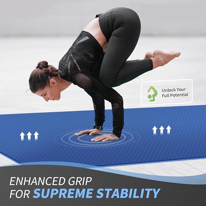 CAMBIVO 72''x48'' Large Yoga Mat, Extra Thick TPE Workout Mat | extra large exercise mat, non-slip TPE cushioning for joint relief, pilates stretching, apartment noise dampening