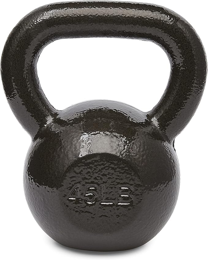 Amazon Basics Cast Iron Kettlebell for Strength Training, Textured Wide Handle, Black