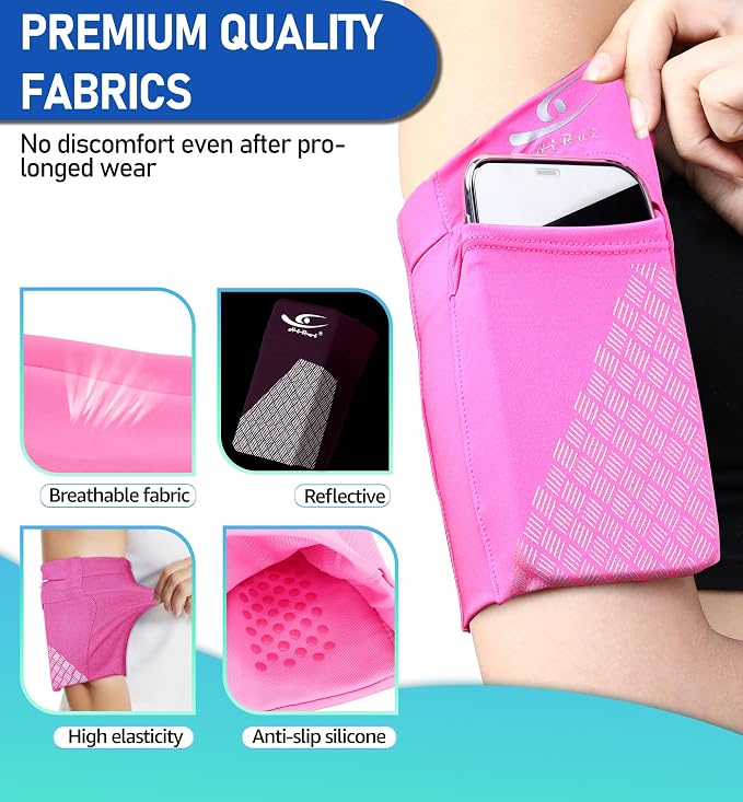 Universal Sports Armband Cell Phone Armband Sleeves Running Armband for Exercise Workout, Compatible with iPhone 17/17Plus/Pro/16/15/15Plus/14 Samsung Galaxy All Phones (Large, Pink)