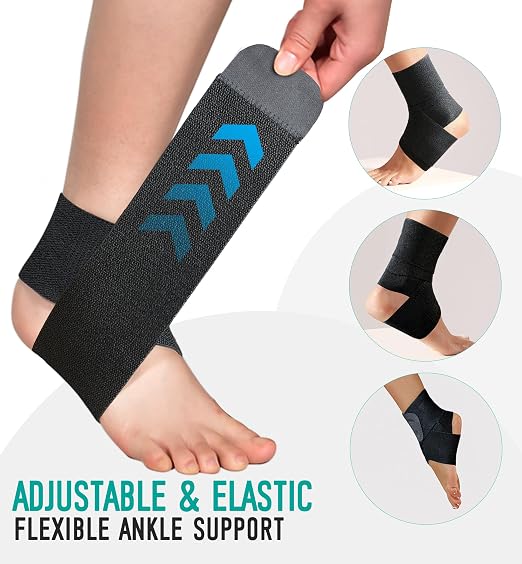 Ankle Support Brace for Men & Women, Adjustable Compression Strap for Sprains, Plantar Fasciitis, Achilles Tendonitis, Running, Workout, Sports – Fits Left & Right Foot (1, Black, Small)