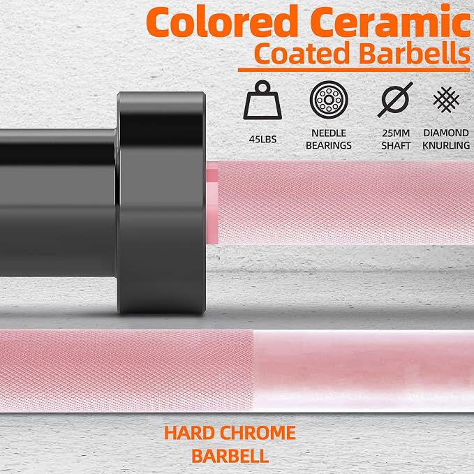 Fitvids Olympic Cerakote Barbell for Home & Commercial Gyms, 190K PSI Tensile Strength Rated for up to 1500LB Capacity