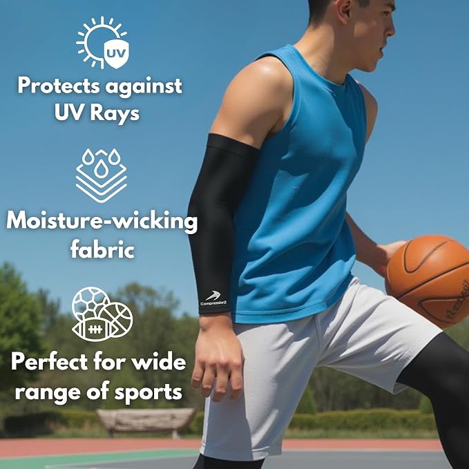 CompressionZ Youth Sports Arm Sleeves | Kids Cooling UV50+ Protection Volleyball Football Basketball Baseball - Boys & Girls