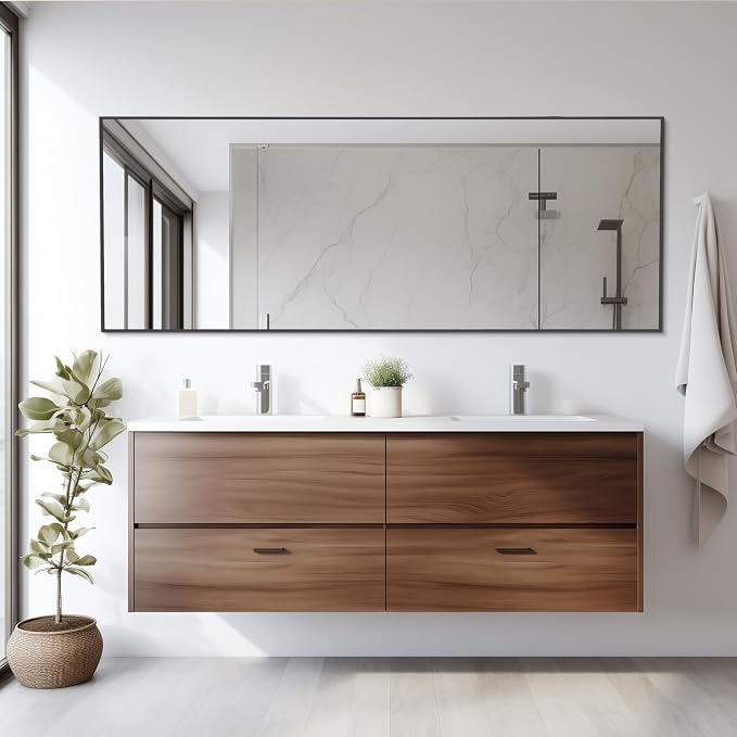 Simple Deluxe Full Length Mirror, 59"x16" Large Floor Mirrors, for Wall Door Bedroom Bathroom Living Room (Black)