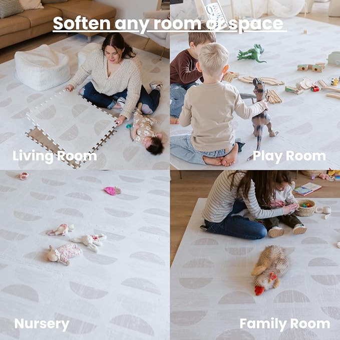 Little Landings Baby Play Mat for Floor - Aura Oat (4x6ft) - Premium EVA Foam Play Mat for Babies & Toddlers (Ages 0-5+) Non-Toxic Playmat for Tummy Time, Crawling & Playroom - Stylish & Comfortable