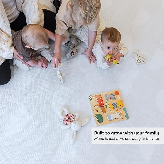 Little Landings Baby Play Mat for Floor - Aura Pearl (6x8ft) - Premium EVA Foam Play Mat for Babies & Toddlers (Ages 0-5+) Non-Toxic Playmat for Tummy Time, Crawling & Playroom - Stylish & Comfortable