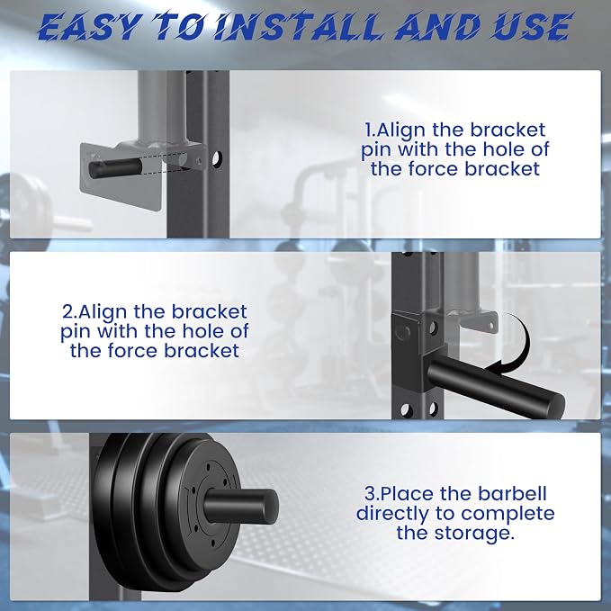 EVERYMATE Power Rack & Squat Rack Attachments Olympic Weight Plate Holder – Fits 2x2,2.3x2.3,3x3 Inch Tubes, 1" or 5/8" Hole – Bumper Plate Storage