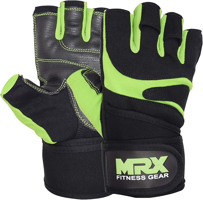 MRX Weightlifting Gloves for Men Workout Gloves Mens Wrist Support Lifting Gloves Male Gym Gloves | Workout Gym Accessories for Men Weight Lifting Fingerless Gym Exercise for Powerlifting