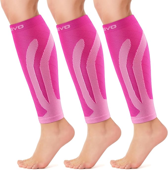 CAMBIVO Calf Compression Sleeve for Shin Splints & Running Support-3 Pairs | Leg sleeves for men & women, 15-20mmHg footless compression socks for gym & recovery, varicose veins