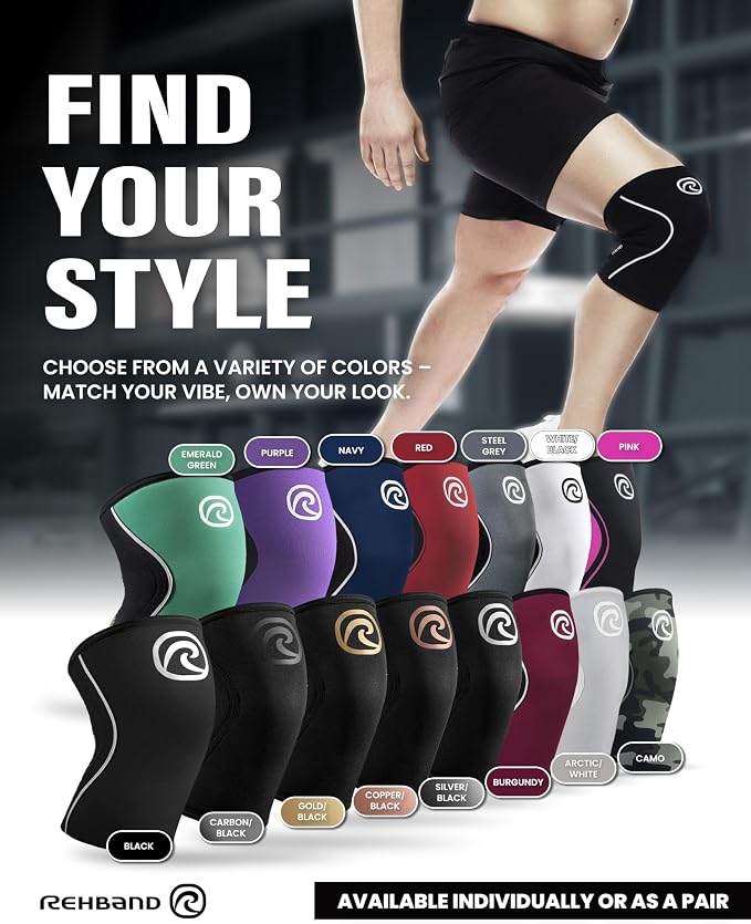 Rehband 5mm Knee Sleeves for Functional Training, Cross-Training & Powerlifting, Weightlifting Knee Support made of Neoprene, Unisex, Colour:Red - 1 Pair, Size:Large