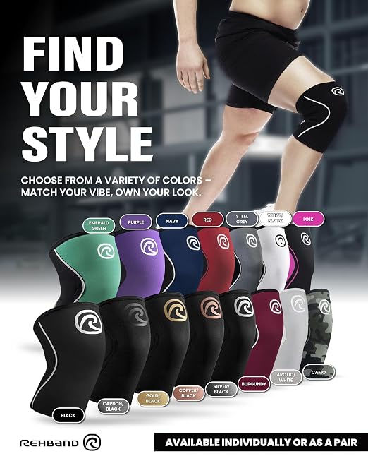 Rehband 5mm Knee Sleeves for Functional Training, Cross-Training & Powerlifting, Weightlifting Knee Support made of Neoprene, Unisex, Colour:Gold/Black - 1 Pair, Size:Large