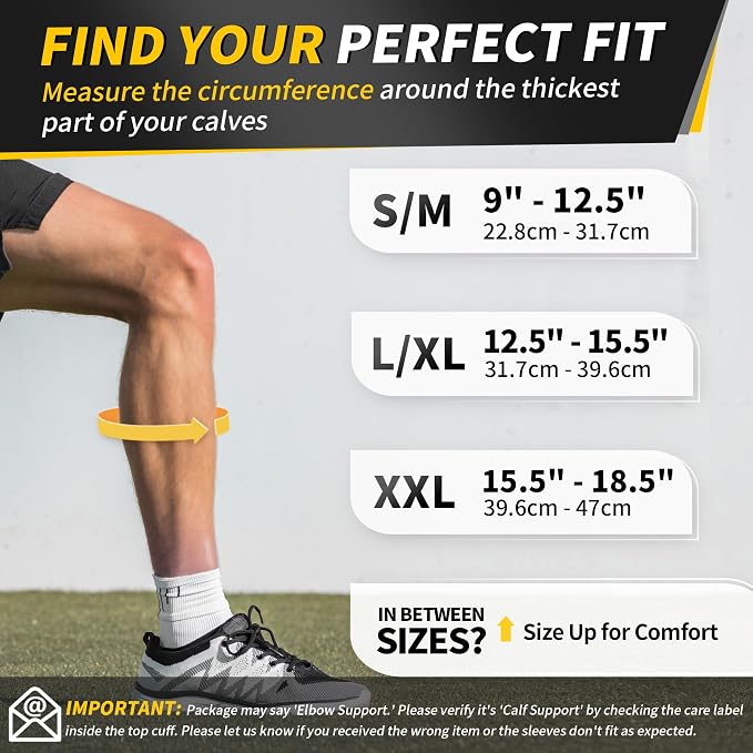 CAMBIVO Calf Compression Sleeve for Men Women Footless | Graduated Compression, Shin Splint Relief, Moisture Wicking, Running Standing Travel, 4D Knit Anti-Slip, Varicose Veins