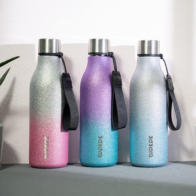 BJPKPK 18oz Insulated Water Bottle, Stainless Steel Bottle with Carry Strap | Keep Cold & Hot Vacuum Insulation, Leak-Proof BPA-Free Design, Slim Bottle Fits Most Cup Holders for Gym, Office & Travel