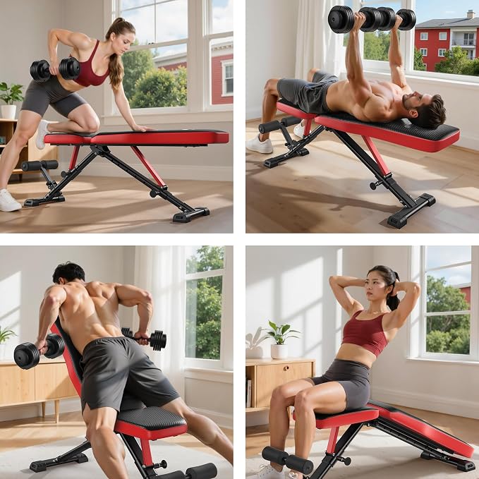 FLYBIRD Adjustable Weight Bench, Full Body Workout Bench for Home Garage Gym Strength Training, Incline Flat Decline for Sit Up Bench Press